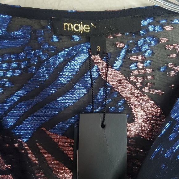 Maje Metallic Jacquard Blouse Size 3/Large NWT - Picture 4 of 7